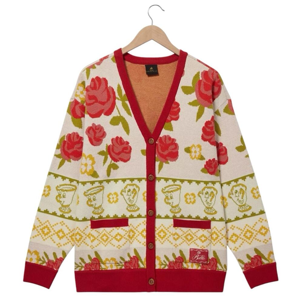 Disney Box lunch Large Beauty and the beast Belle Chip knit cardigan Sweater